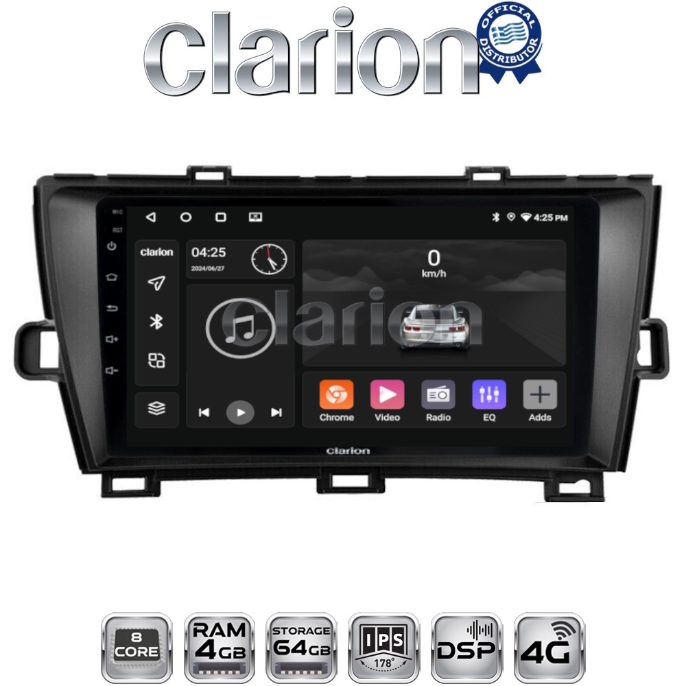CLARION GL72561B Οθόνη OEM Multimedia Αυτοκινήτου για Toyota Prius 2009 > 2015 (CarPlay/AndroidAuto/BT/GPS/WIFI/GPRS)