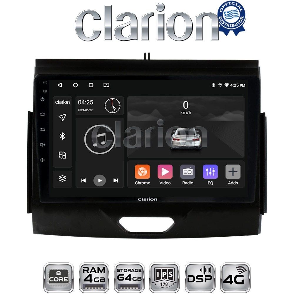CLARION GL72576B Οθόνη OEM Multimedia Αυτοκινήτου για FORD RANGER 2015>2020 (CarPlay/AndroidAuto/BT/GPS/WIFI/GPRS)