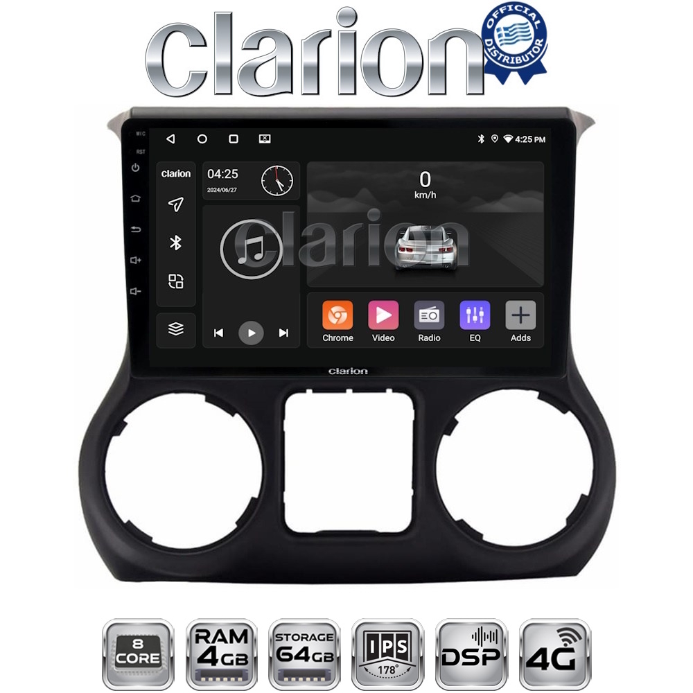 CLARION GL72745B Οθόνη OEM Multimedia Αυτοκινήτου για Jeep Wrangler 2011 > 2017 (CarPlay/AndroidAuto/BT/GPS/WIFI/GPRS)