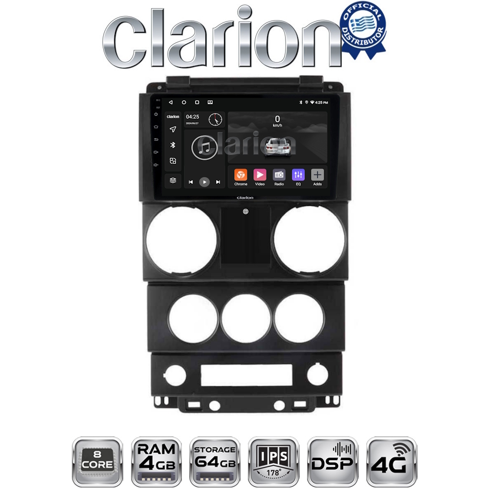 CLARION GL72748C Οθόνη OEM Multimedia Αυτοκινήτου για Jeep Wrangler 2007 > 2011 (CarPlay/AndroidAuto/BT/GPS/WIFI/GPRS)