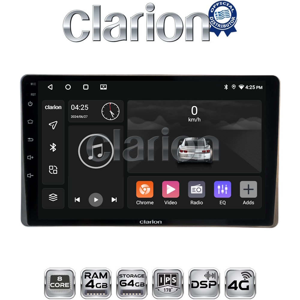 CLARION GL72754 Οθόνη OEM Multimedia Αυτοκινήτου για Toyota Yaris 2023 > (CarPlay/AndroidAuto/BT/GPS/WIFI/GPRS)