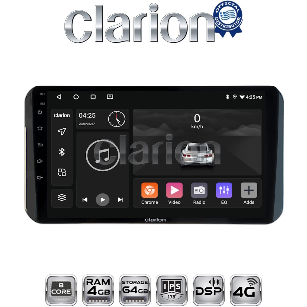 CLARION GL72754H Οθόνη OEM Multimedia Αυτοκινήτου για Toyota Yaris 2023 >high version (CarPlay/AndroidAuto/BT/GPS/WIFI/GPRS)
