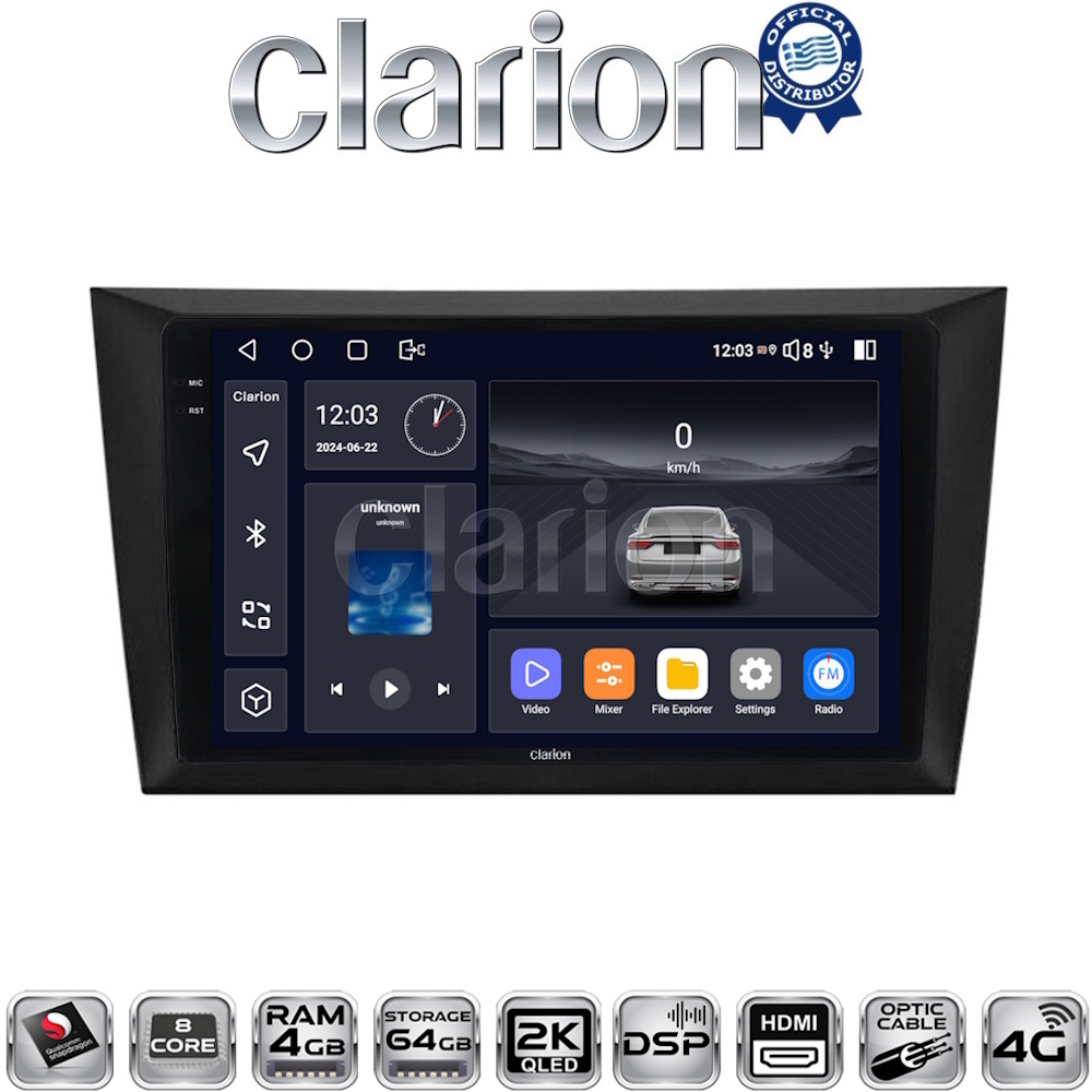 CLARION GL74004 Οθόνη OEM Multimedia Αυτοκινήτου για VW Golf 6 2008-2012 (CarPlay/AndroidAuto/BT/GPS/WIFI/GPRS)