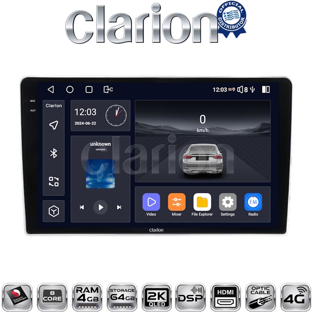 CLARION GL74023SA Οθόνη OEM Multimedia Αυτοκινήτου για KIA SPORTAGE 2004>2010 (CarPlay/AndroidAuto/BT/GPS/WIFI/GPRS)