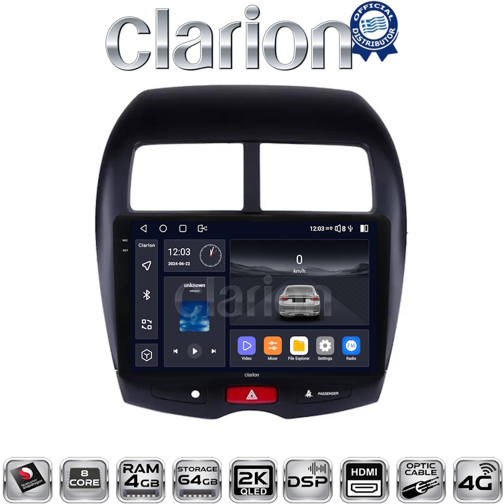 CLARION GL74026 Οθόνη OEM Multimedia Αυτοκινήτου για MITSUBISHI ASX 2008> (CarPlay/AndroidAuto/BT/GPS/WIFI/GPRS)