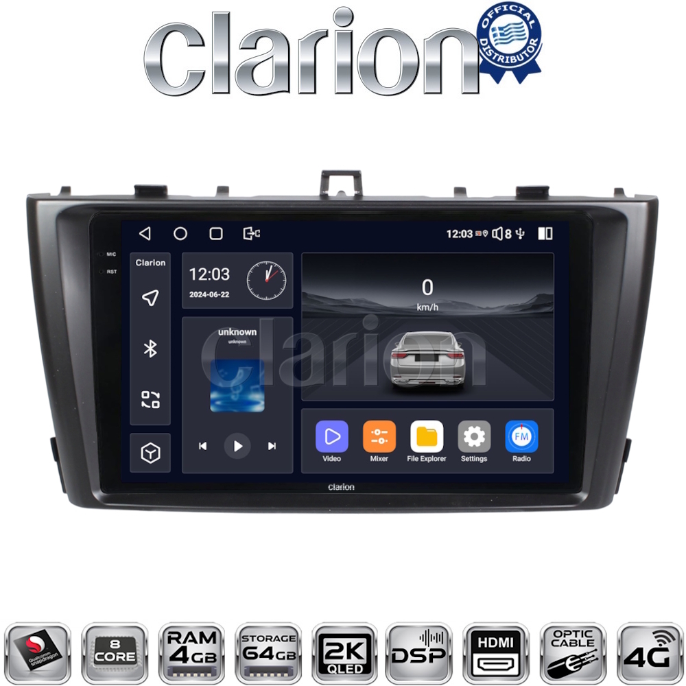 CLARION GL74027G Οθόνη OEM Multimedia Αυτοκινήτου για Toyota Avensis 2009 > 2016 (CarPlay/AndroidAuto/BT/GPS/WIFI/GPRS)