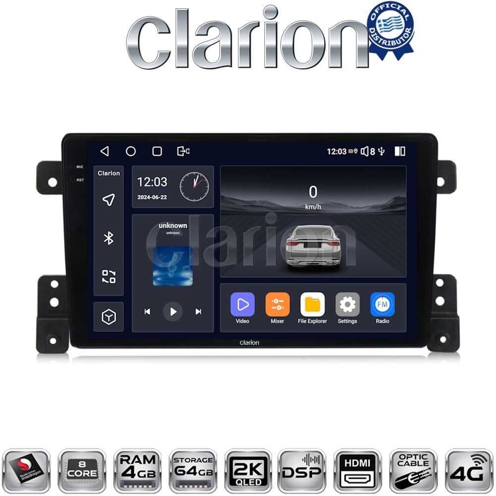 CLARION GL74053 Οθόνη OEM Multimedia Αυτοκινήτου για SUZUKI G.VITARA 2005>2015 (CarPlay/AndroidAuto/BT/GPS/WIFI/GPRS)