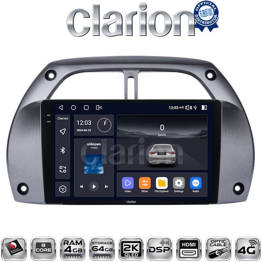 CLARION GL74071 Οθόνη OEM Multimedia Αυτοκινήτου για Toyota Rav 4 2001 > 2006 (CarPlay/AndroidAuto/BT/GPS/WIFI/GPRS)