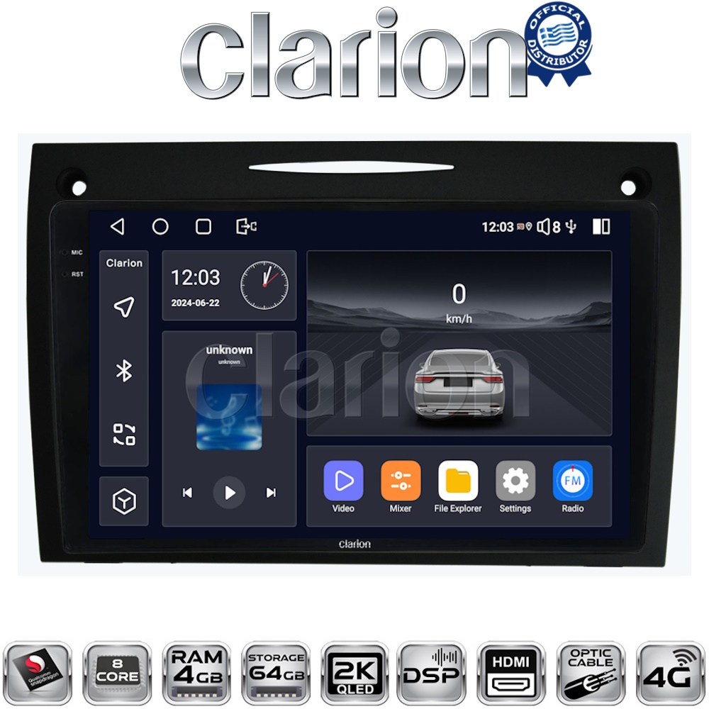 CLARION GL74096 Οθόνη OEM Multimedia Αυτοκινήτου για Mercedes SLK (W171) (CarPlay/AndroidAuto/BT/GPS/WIFI/GPRS)