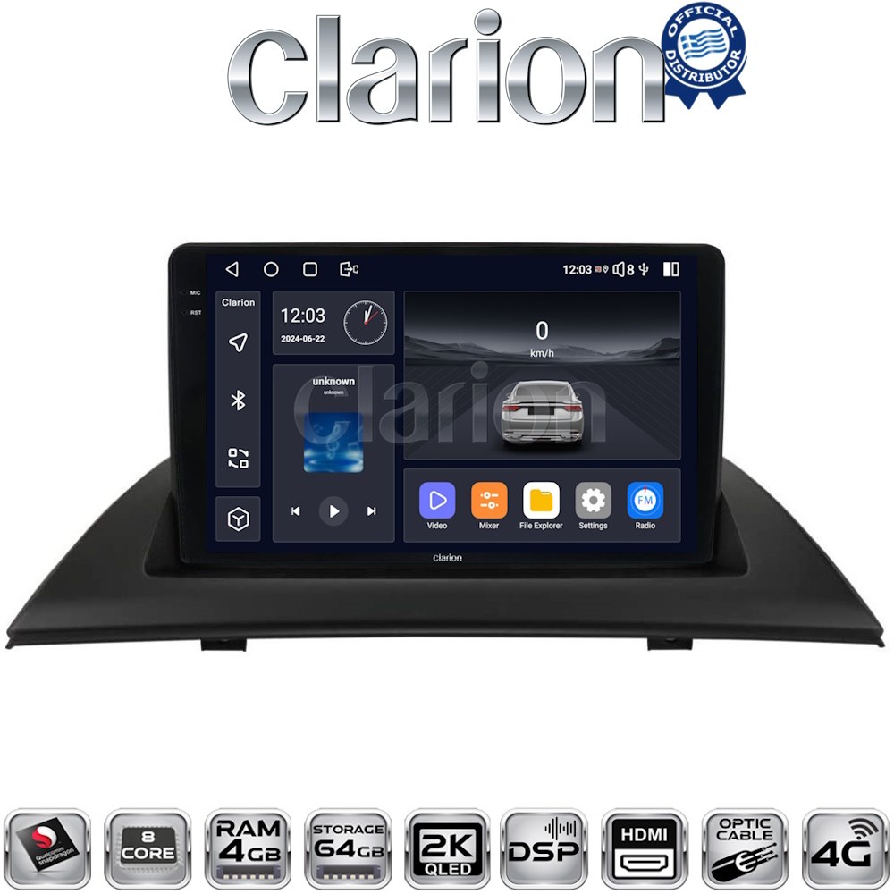 CLARION GL74103 Οθόνη OEM Multimedia Αυτοκινήτου για BMW X3 2003 > 2010 (CarPlay/AndroidAuto/BT/GPS/WIFI/GPRS)