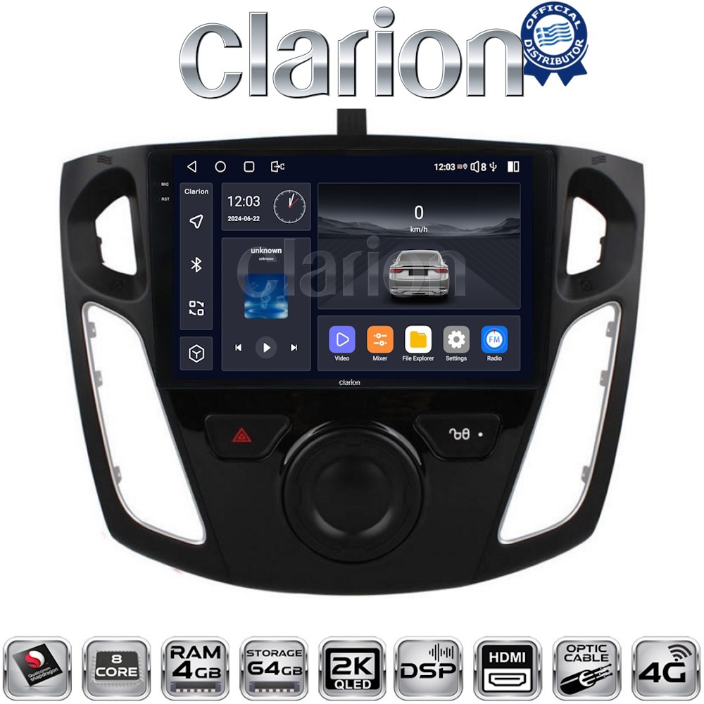 CLARION GL74150 Οθόνη OEM Multimedia Αυτοκινήτου για FORD FOCUS 2015>2018 (CarPlay/AndroidAuto/BT/GPS/WIFI/GPRS)