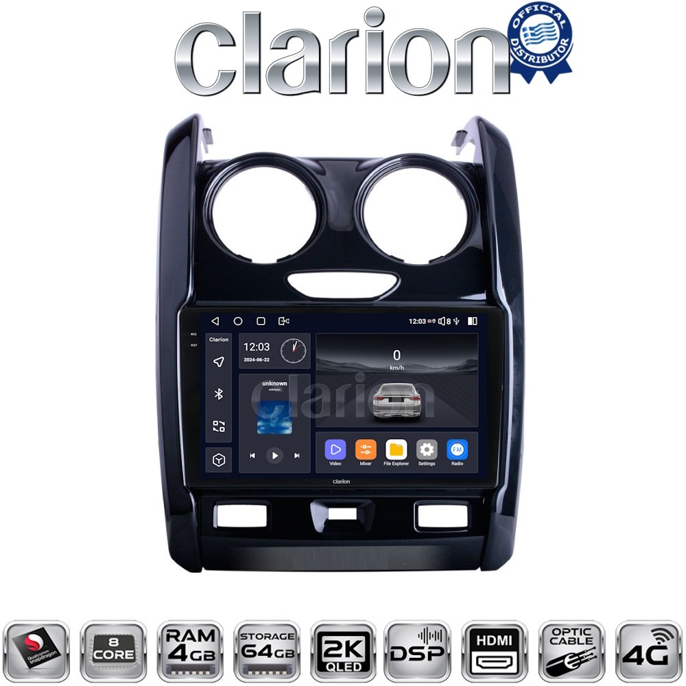 CLARION GL74158 Οθόνη OEM Multimedia Αυτοκινήτου για DACIA DUSTER 2013>2019 (CarPlay/AndroidAuto/BT/GPS/WIFI/GPRS)