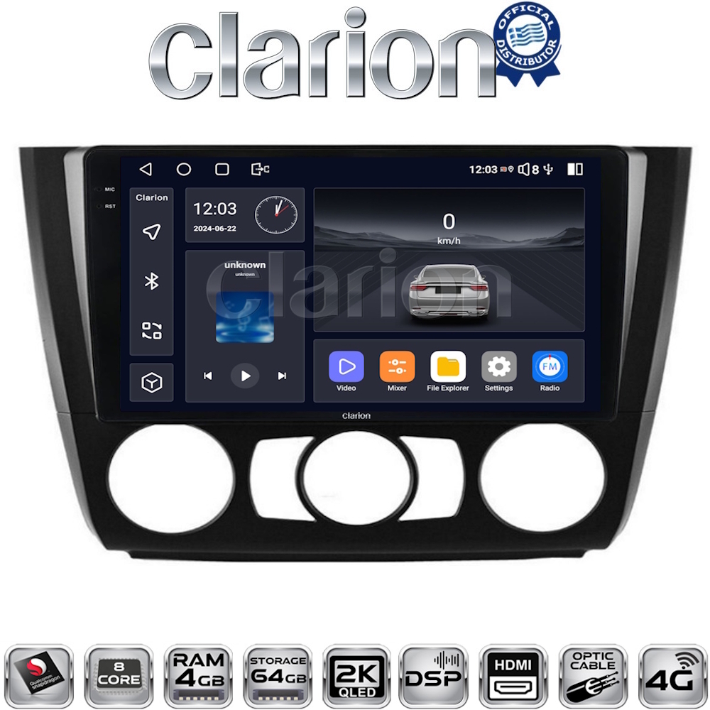CLARION GL74170 Οθόνη OEM Multimedia Αυτοκινήτου για BMW σειρά 1 (E81 - E82 - E87 -E88) (CarPlay/AndroidAuto/BT/GPS/WIFI/GPRS)