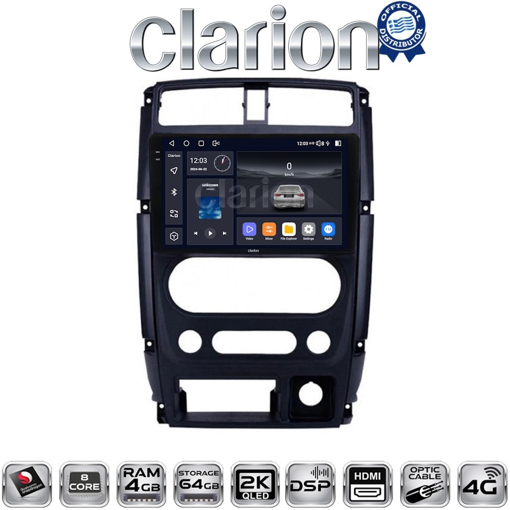 CLARION GL74186 Οθόνη OEM Multimedia Αυτοκινήτου για SUZUKI JIMNY 2007 > 2018   (CarPlay/AndroidAuto/BT/GPS/WIFI/GPRS)