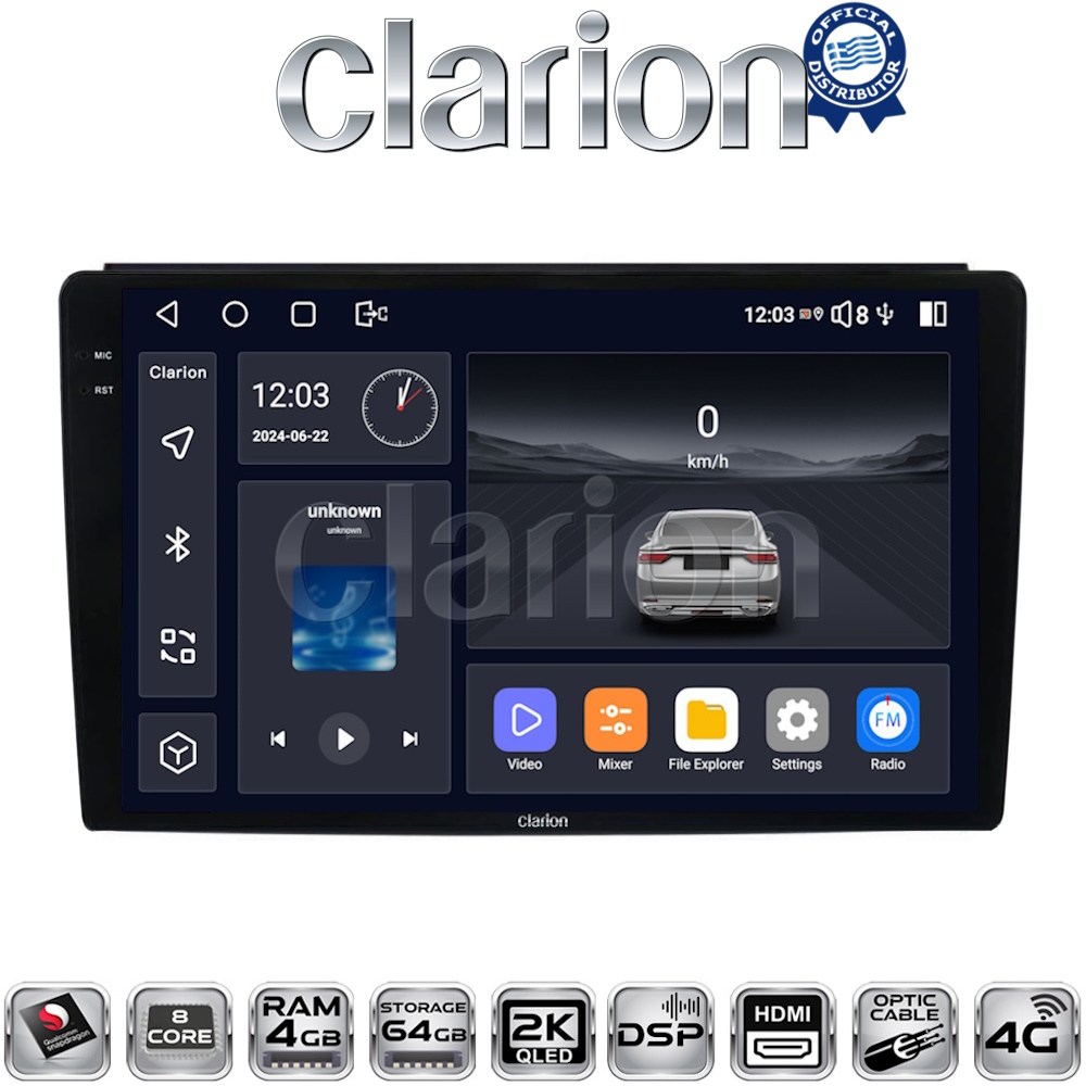CLARION GL74193 Οθόνη OEM Multimedia Αυτοκινήτου για DUCATO, BOXER, JUMBER  (CarPlay/AndroidAuto/BT/GPS/WIFI/GPRS)