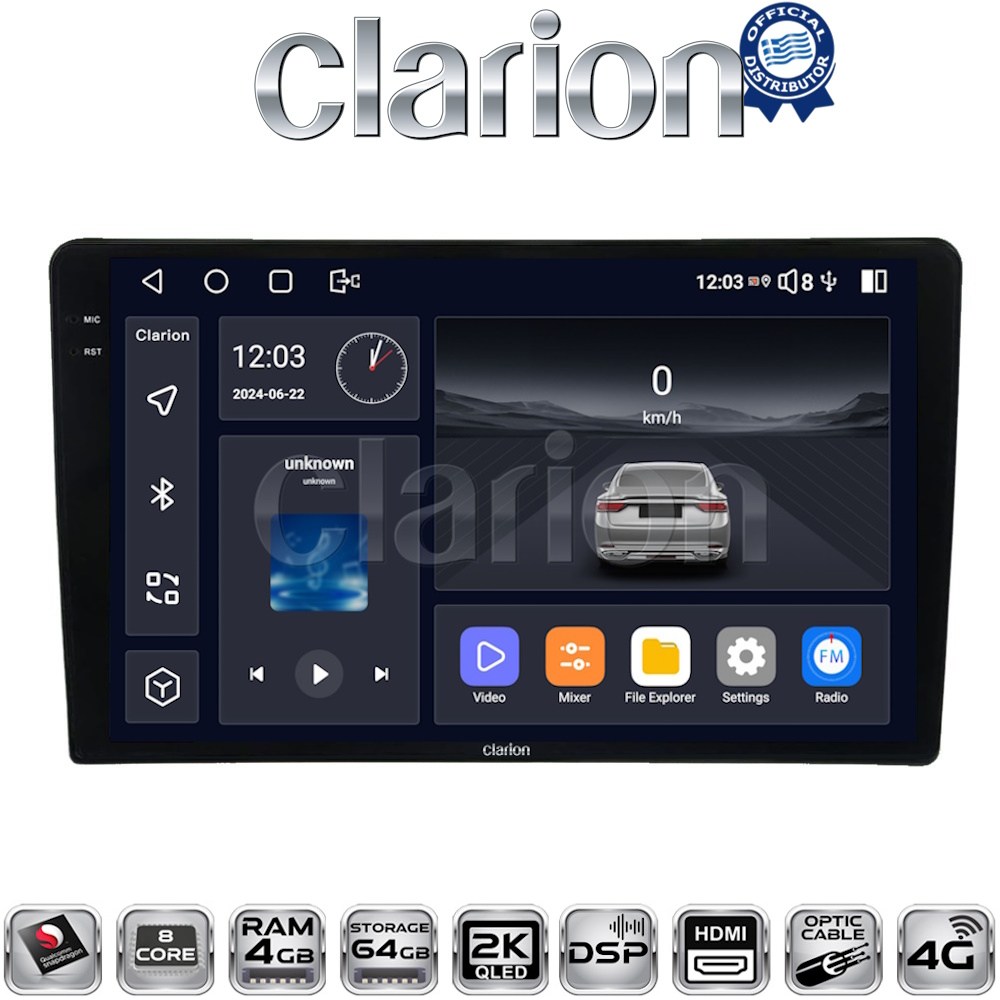CLARION GL74202 Οθόνη OEM Multimedia Αυτοκινήτου για Jeep 2007> (CarPlay/AndroidAuto/BT/GPS/WIFI/GPRS)