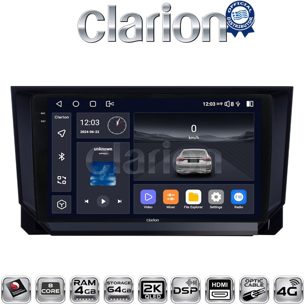 CLARION GL74222 Οθόνη OEM Multimedia Αυτοκινήτου για Seat Ibiza - Arona 2018> (CarPlay/AndroidAuto/BT/GPS/WIFI/GPRS)