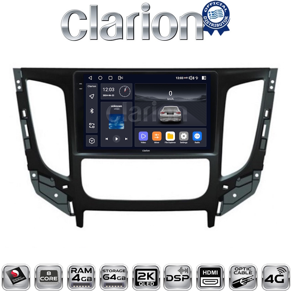 CLARION GL74230 Οθόνη OEM Multimedia Αυτοκινήτου για Mitsubishi L200 2014 >Μόνο για αυτοκίνητα με Κλιματισμό (CarPlay/AndroidAuto/BT/GPS/WIFI/GPRS)