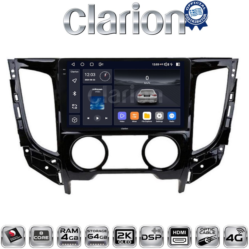 CLARION GL74230A Οθόνη OEM Multimedia Αυτοκινήτου για Mitsubishi L200 2014 >Μόνο για αυτοκίνητα με Κλιματισμό (CarPlay/AndroidAuto/BT/GPS/WIFI/GPRS)