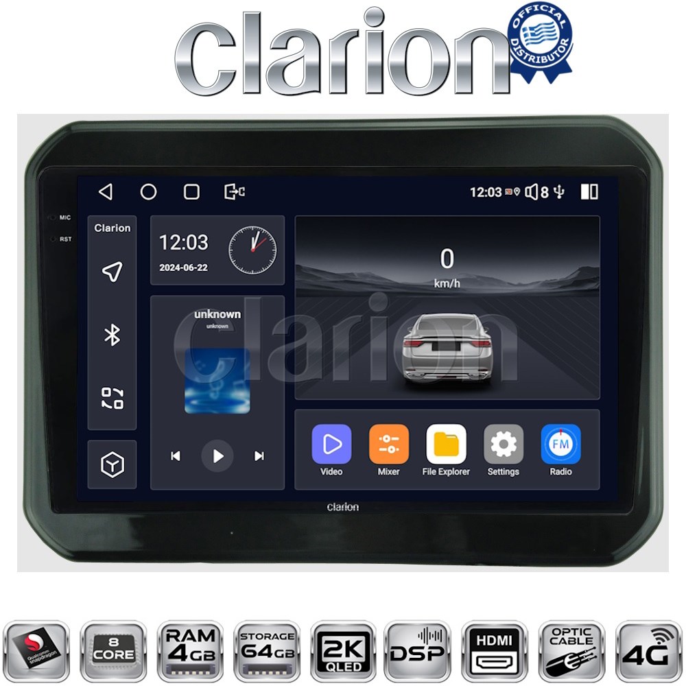 CLARION GL74232 Οθόνη OEM Multimedia Αυτοκινήτου για SUZUKI IGNIS 2016> (CarPlay/AndroidAuto/BT/GPS/WIFI/GPRS)