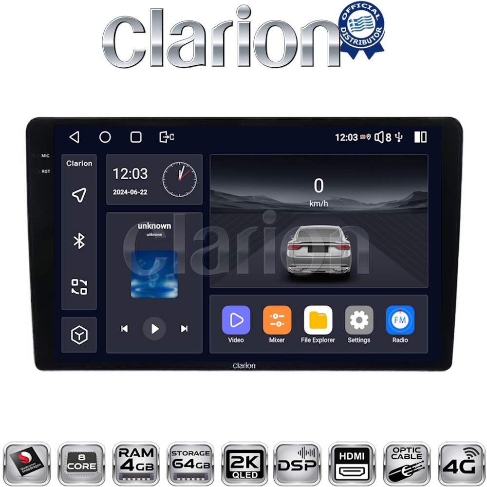 CLARION GL74237 Οθόνη OEM Multimedia Αυτοκινήτου για Ford Focus 1998 > 2004 (CarPlay/AndroidAuto/BT/GPS/WIFI/GPRS)