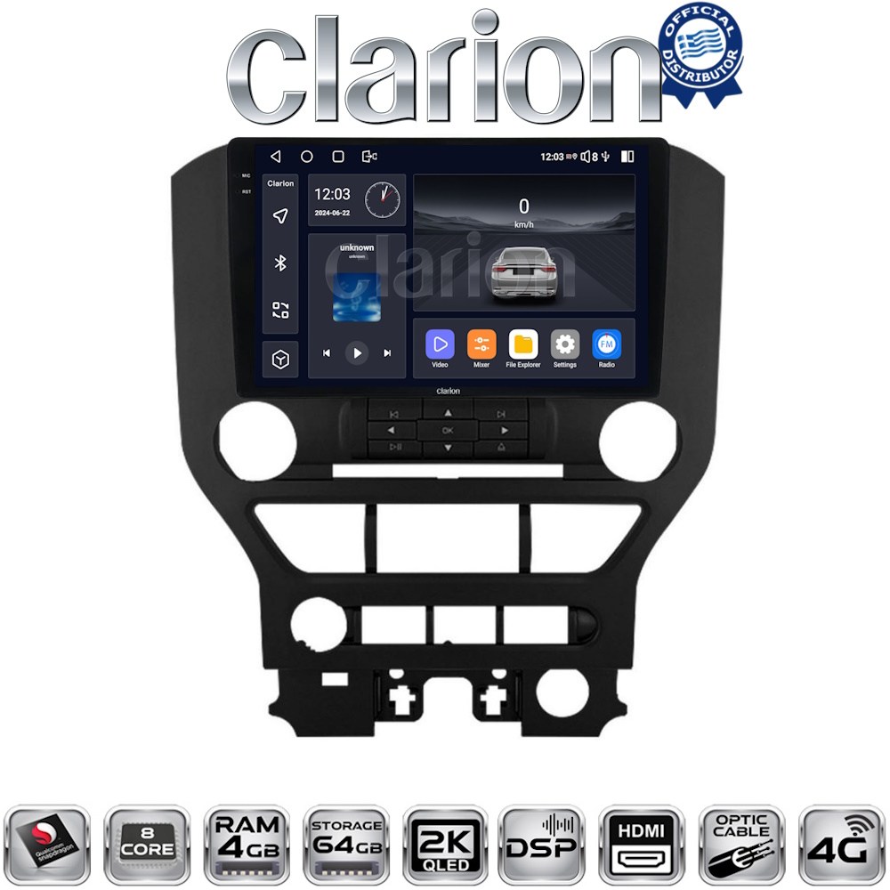CLARION GL74240 Οθόνη OEM Multimedia Αυτοκινήτου για FORD MUSTANG  > 2015 (CarPlay/AndroidAuto/BT/GPS/WIFI/GPRS)