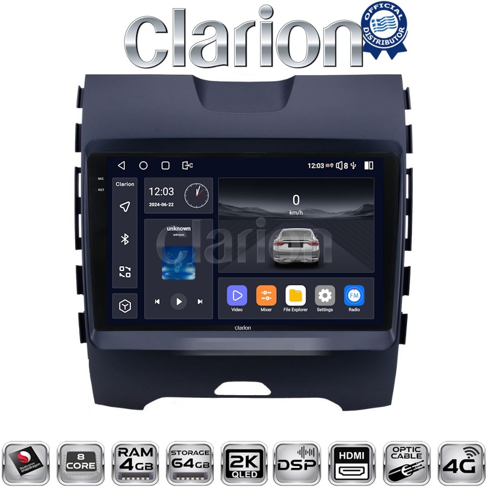 CLARION GL74248 Οθόνη OEM Multimedia Αυτοκινήτου για Ford Edge 2016 > (CarPlay/AndroidAuto/BT/GPS/WIFI/GPRS)