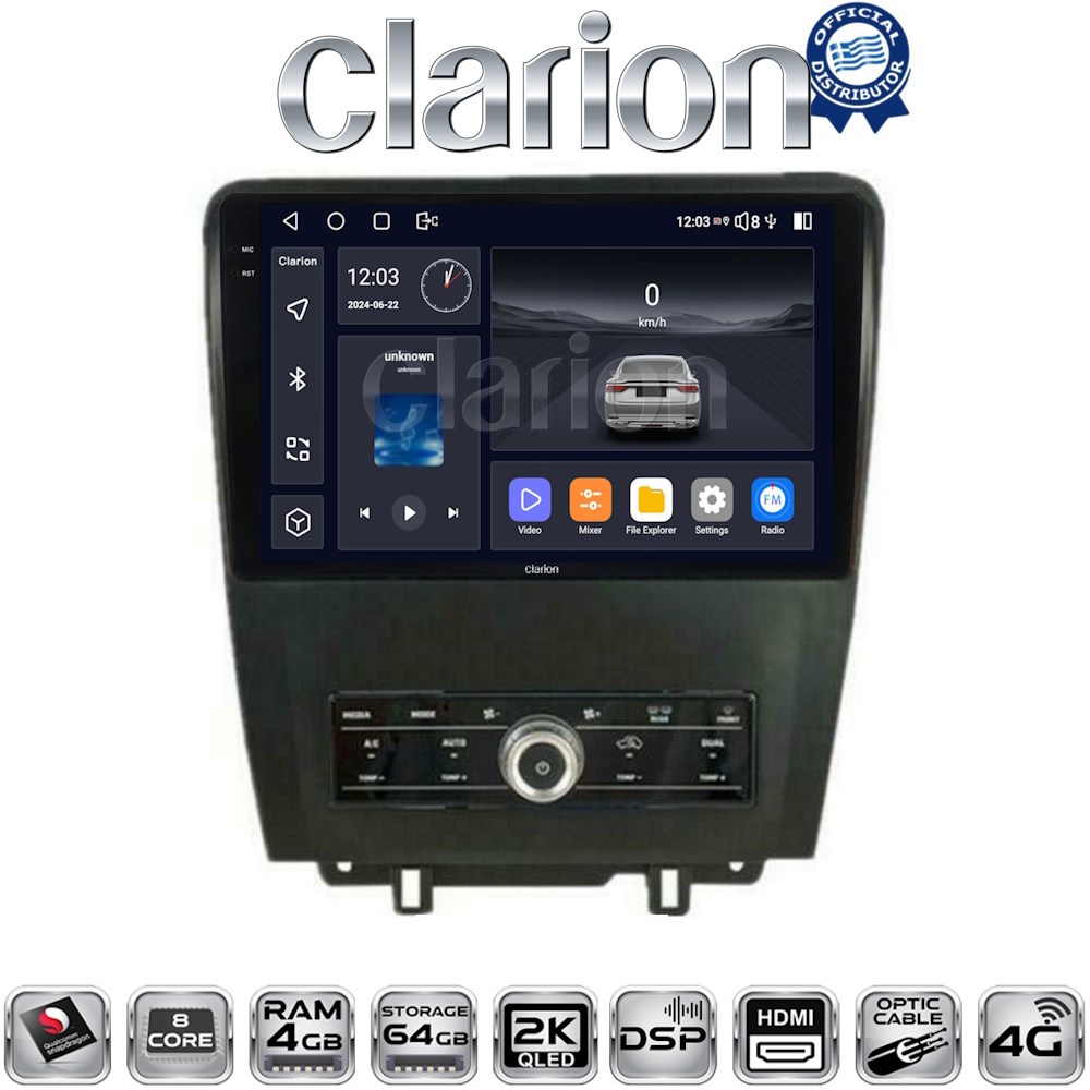 CLARION GL74249 Οθόνη OEM Multimedia Αυτοκινήτου για Ford Edge 2015>  (CarPlay/AndroidAuto/BT/GPS/WIFI/GPRS)