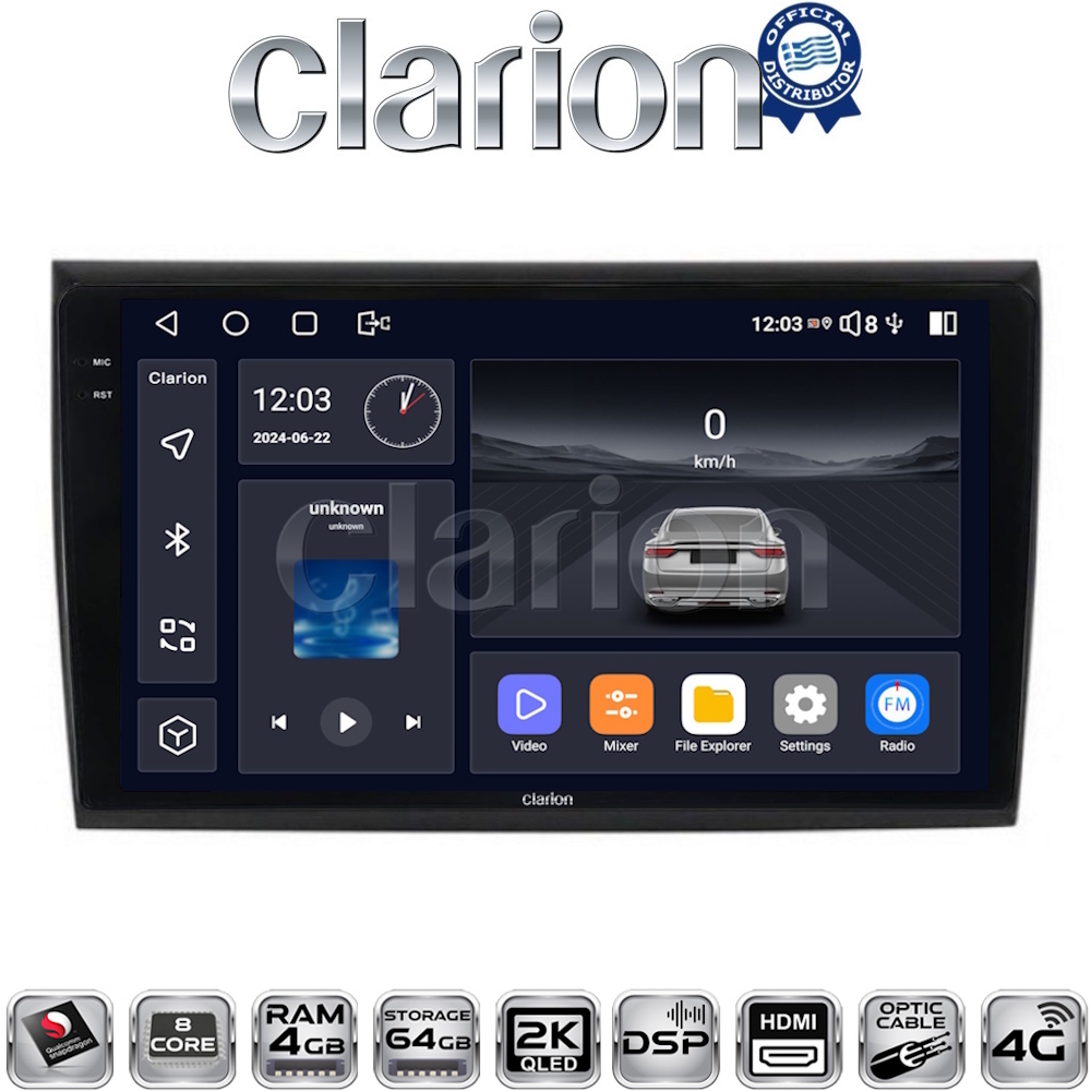 CLARION GL74250 Οθόνη OEM Multimedia Αυτοκινήτου για Fiat Bravo 2007> (CarPlay/AndroidAuto/BT/GPS/WIFI/GPRS)