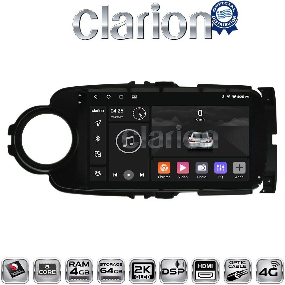 CLARION GL74254B Οθόνη OEM Multimedia Αυτοκινήτου για Toyota Yaris 2012 > 2015 (CarPlay/AndroidAuto/BT/GPS/WIFI/GPRS)
