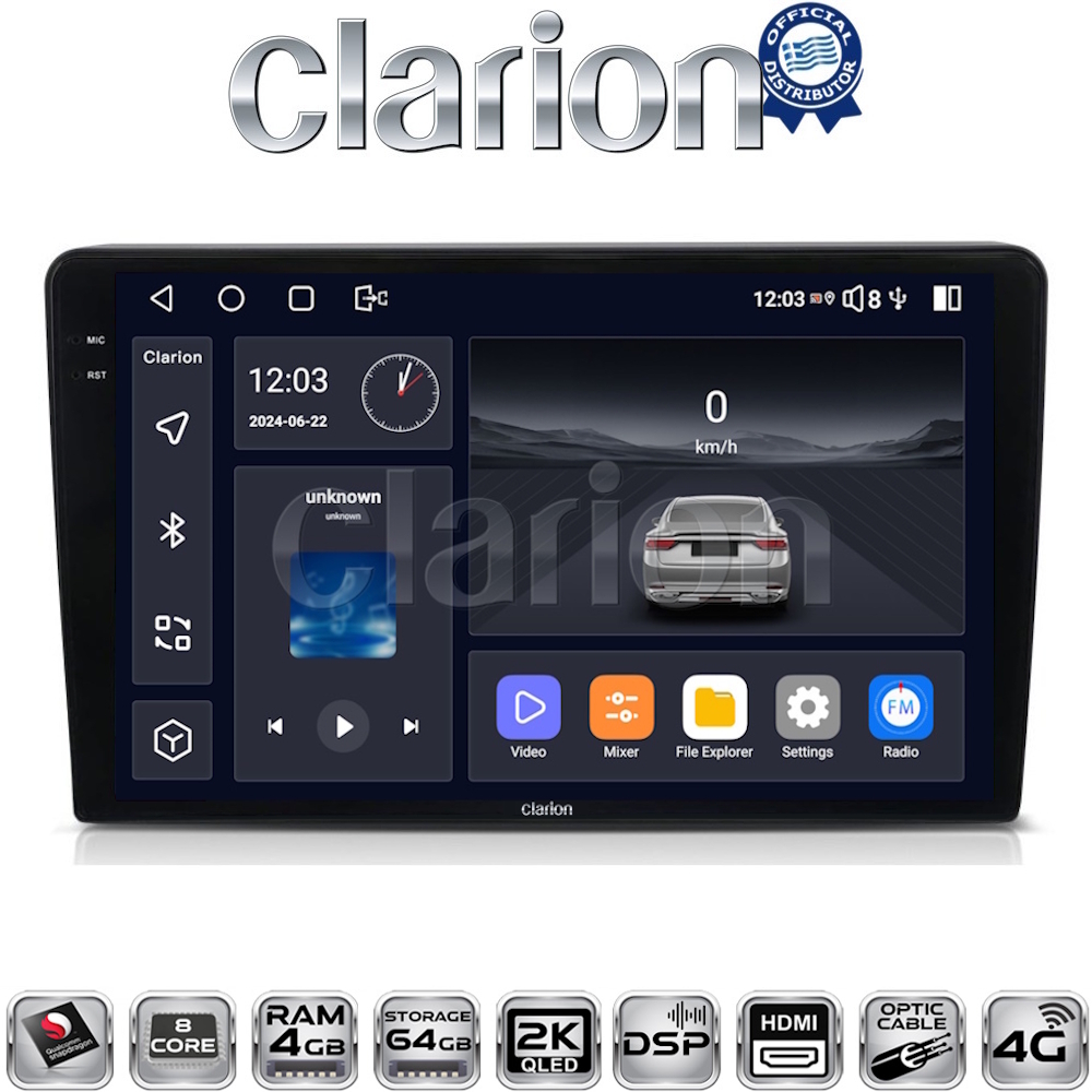 CLARION GL74256 Οθόνη OEM Multimedia Αυτοκινήτου για Mazda 2 2002 > 2007 (CarPlay/AndroidAuto/BT/GPS/WIFI/GPRS)