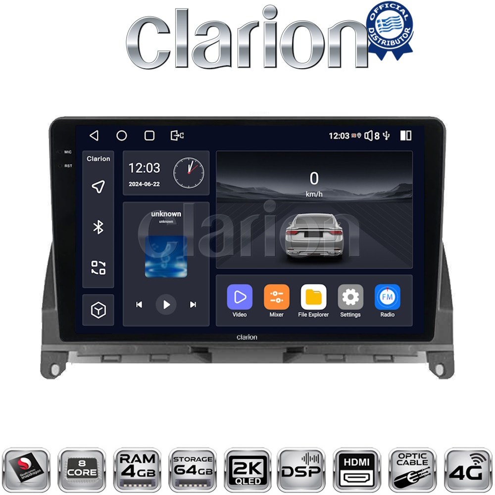 CLARION GL74265 Οθόνη OEM Multimedia Αυτοκινήτου για MERCEDES C CLASS (W204) 2007>2011 (CarPlay/AndroidAuto/BT/GPS/WIFI/GPRS)