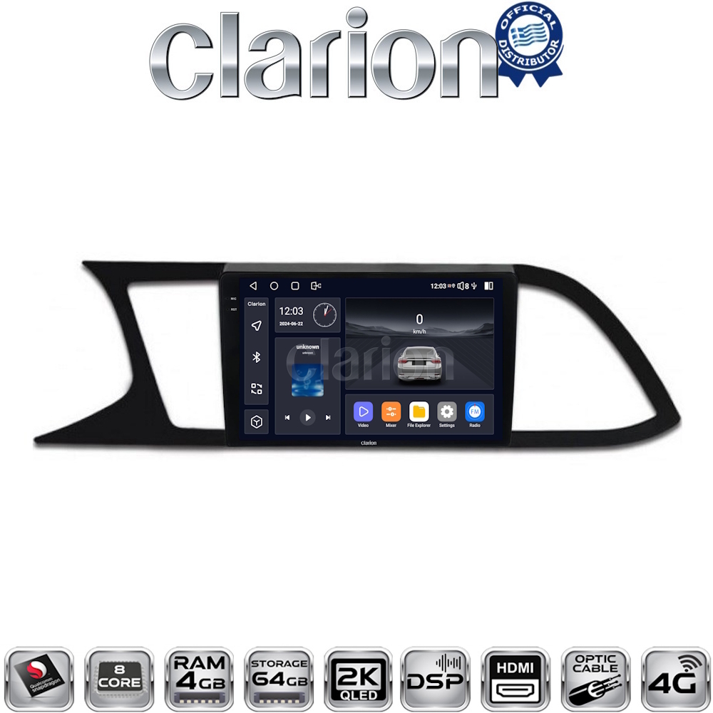 CLARION GL74306 Οθόνη OEM Multimedia Αυτοκινήτου για SEAT LEON 2012>  (CarPlay/AndroidAuto/BT/GPS/WIFI/GPRS)