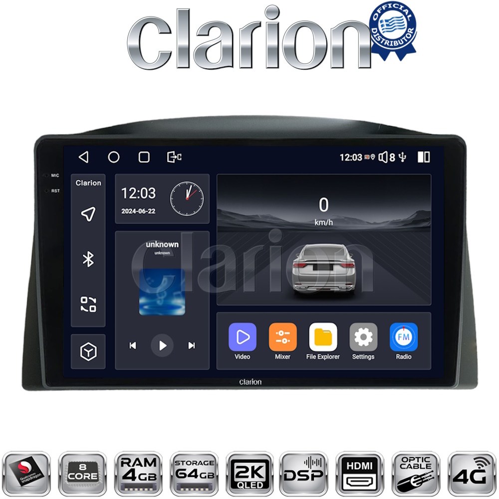 CLARION GL74308 Οθόνη OEM Multimedia Αυτοκινήτου για Grand Cherokee 2005-2011 (CarPlay/AndroidAuto/BT/GPS/WIFI/GPRS)