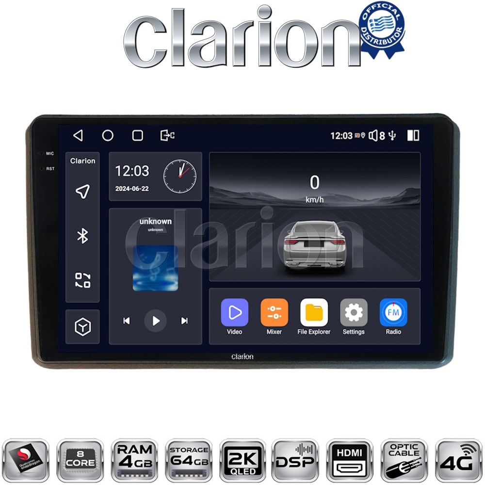 CLARION GL74312 Οθόνη OEM Multimedia Αυτοκινήτου για MITSUBISHI OUTLANDER 2001 > 2006 (CarPlay/AndroidAuto/BT/GPS/WIFI/GPRS)