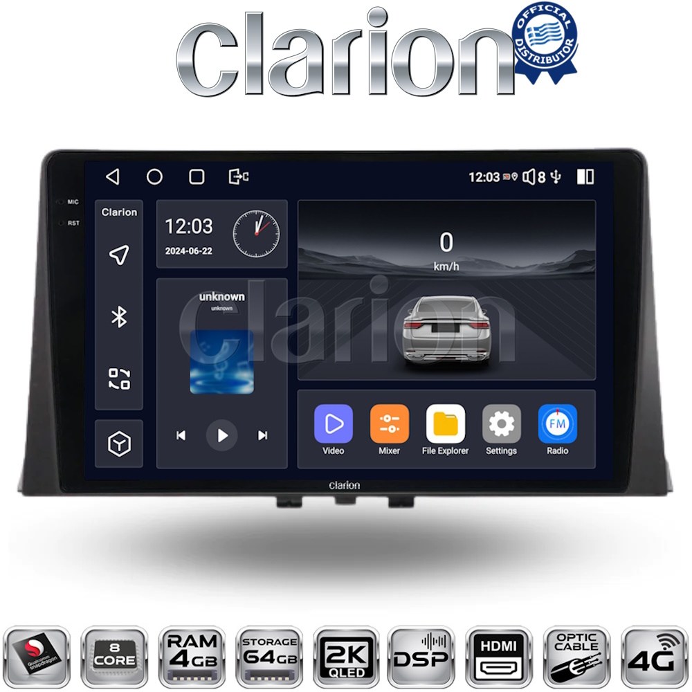 CLARION GL74330 Οθόνη OEM Multimedia Αυτοκινήτου για CITROEN BERLINGO - PEUGEOT PARTNER 2019> (CarPlay/AndroidAuto/BT/GPS/WIFI/GPRS)