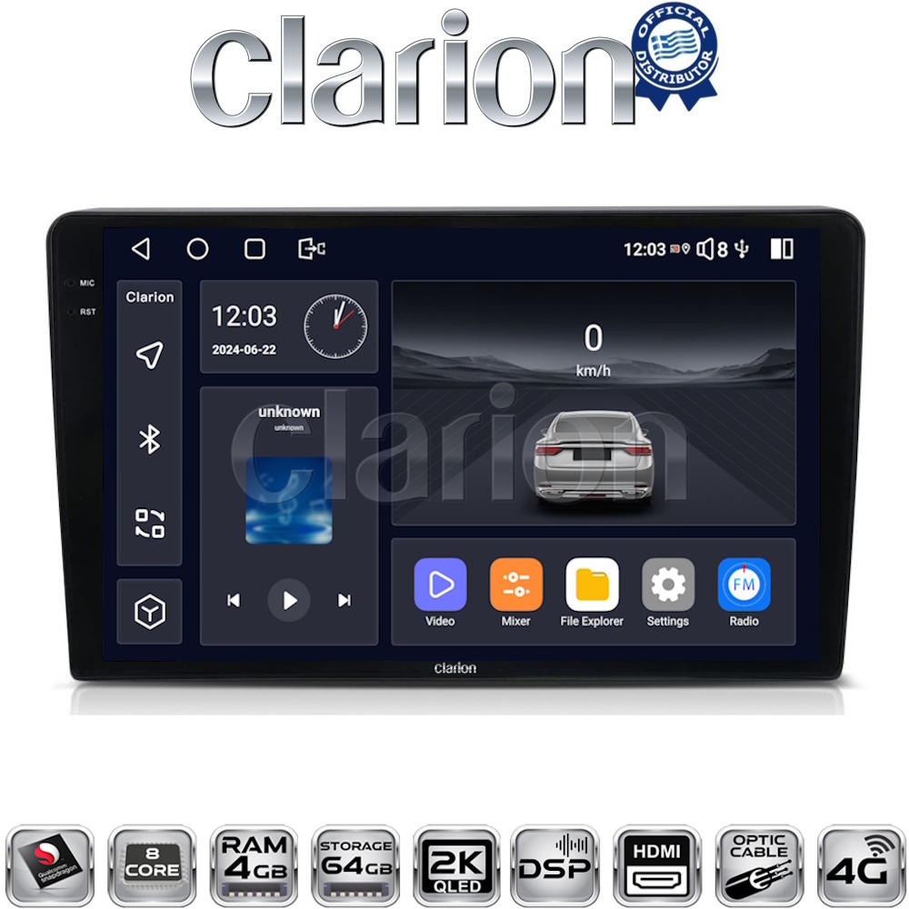 CLARION GL74331 Οθόνη OEM Multimedia Αυτοκινήτου για CITROEN BERLINGO - PEUGEOT PARTNER 2008>2018  (CarPlay/AndroidAuto/BT/GPS/WIFI/GPRS)