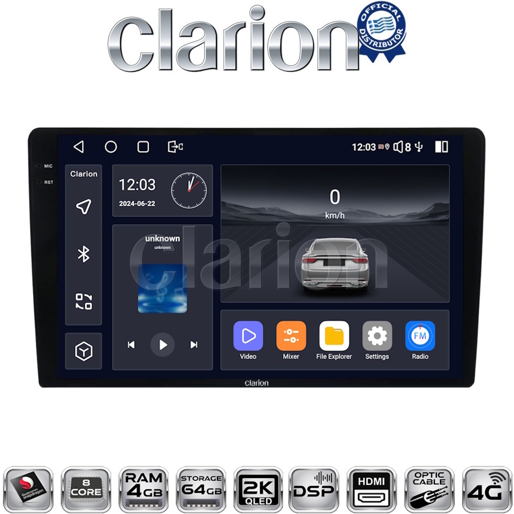 CLARION GL74365 Οθόνη OEM Multimedia Αυτοκινήτου για Ford Transit Custom 2013 > 2019 (CarPlay/AndroidAuto/BT/GPS/WIFI/GPRS)