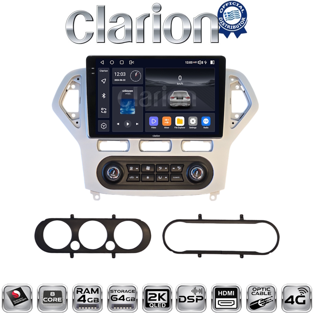 CLARION GL74367S Οθόνη OEM Multimedia Αυτοκινήτου για Ford Mondeo 2007 > 2010 (CarPlay/AndroidAuto/BT/GPS/WIFI/GPRS)