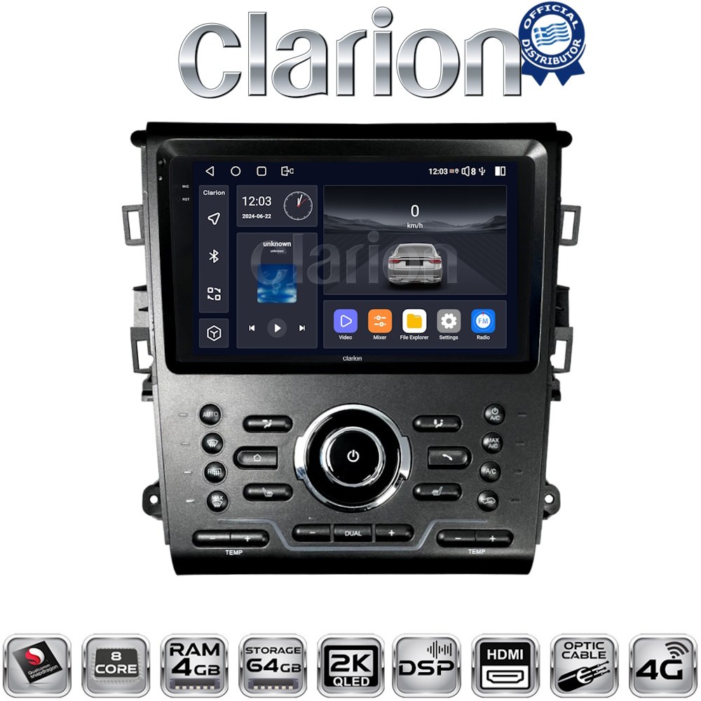 CLARION GL74370 Οθόνη OEM Multimedia Αυτοκινήτου για Ford Mondeo 2014> (CarPlay/AndroidAuto/BT/GPS/WIFI/GPRS)