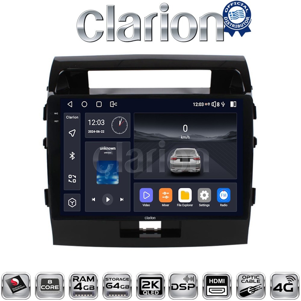 CLARION GL74383 Οθόνη OEM Multimedia Αυτοκινήτου για TOYOTA LANDCRUISER 2008>2015&nbsp;  (CarPlay/AndroidAuto/BT/GPS/WIFI/GPRS)