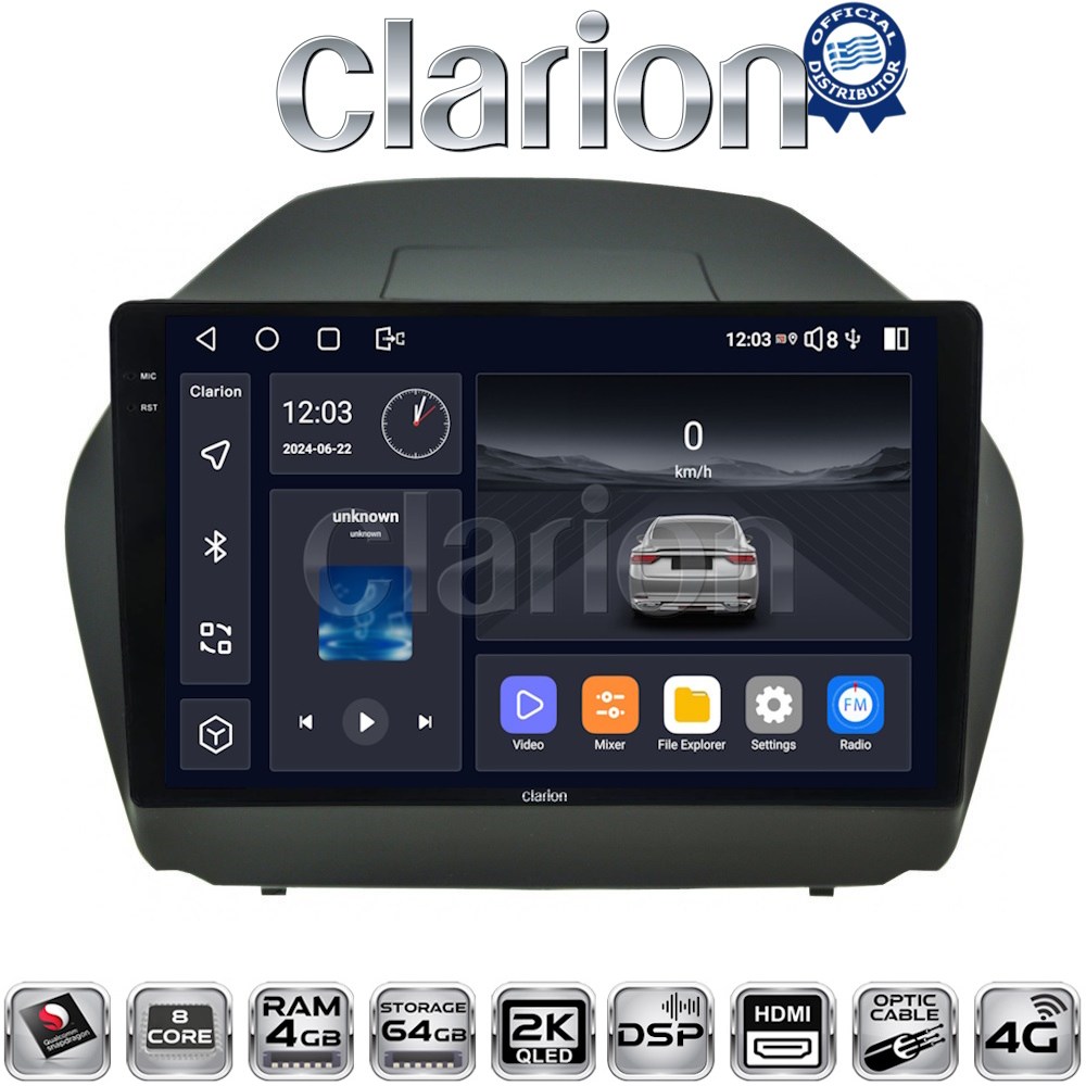 CLARION GL74414 Οθόνη OEM Multimedia Αυτοκινήτου για HYUNDAI IX35 2009>2015  (CarPlay/AndroidAuto/BT/GPS/WIFI/GPRS)