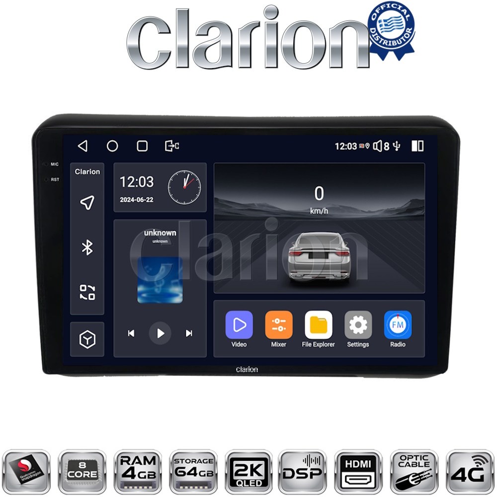 CLARION GL74421 Οθόνη OEM Multimedia Αυτοκινήτου για HONDA HRV 2015> (CarPlay/AndroidAuto/BT/GPS/WIFI/GPRS)