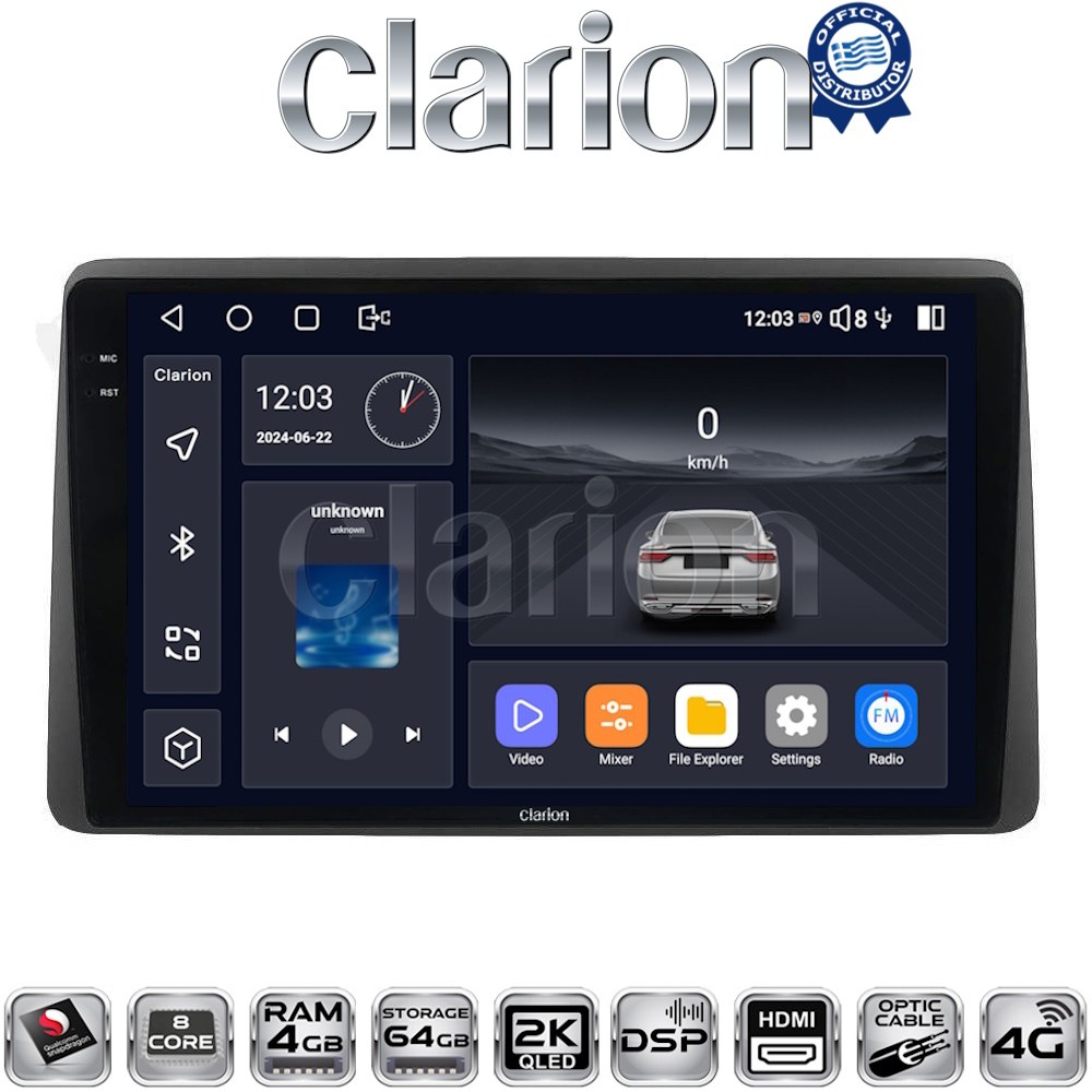 CLARION GL74434 Οθόνη OEM Multimedia Αυτοκινήτου για DACIA DUSTER 2019> (CarPlay/AndroidAuto/BT/GPS/WIFI/GPRS)