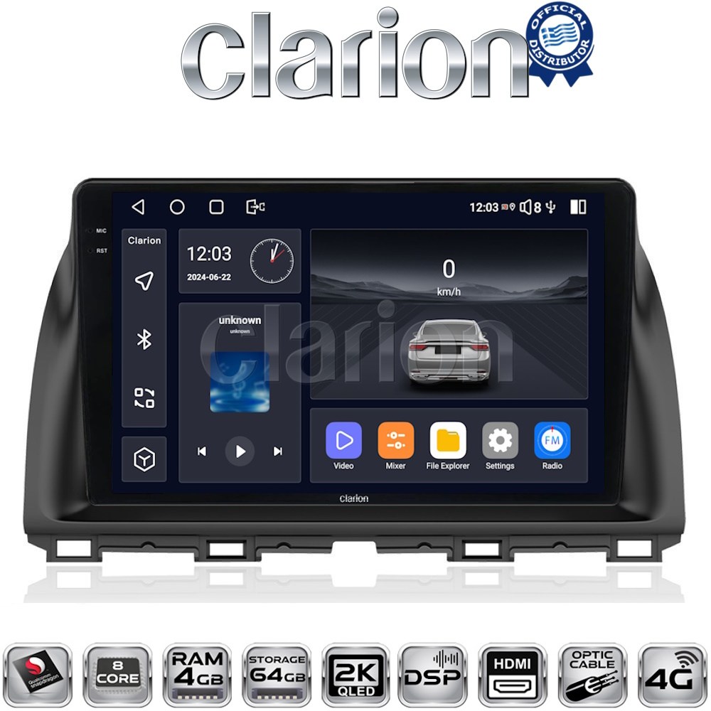 CLARION GL74438 Οθόνη OEM Multimedia Αυτοκινήτου για MAZDA CX5 2013>2017  (CarPlay/AndroidAuto/BT/GPS/WIFI/GPRS)