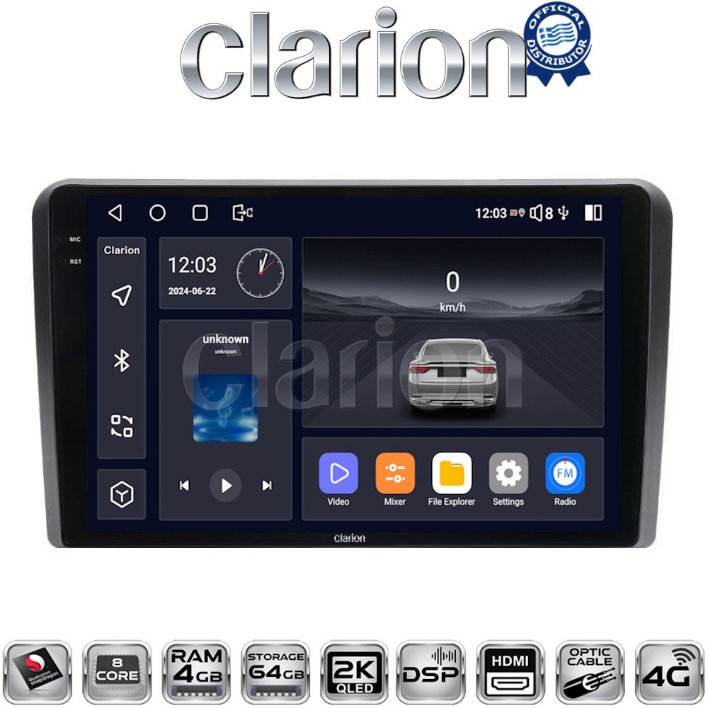CLARION GL74480 Οθόνη OEM Multimedia Αυτοκινήτου για VW All (CarPlay/AndroidAuto/BT/GPS/WIFI/GPRS)