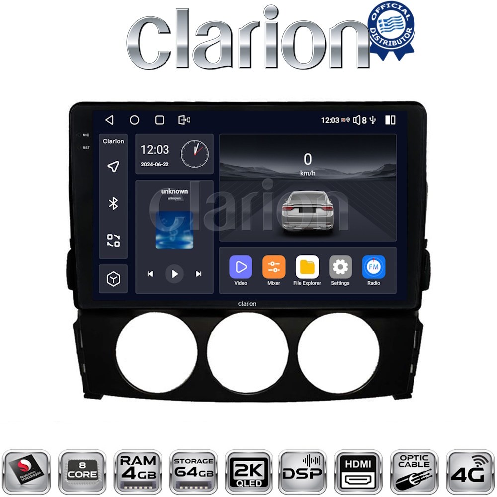 CLARION GL74530 Οθόνη OEM Multimedia Αυτοκινήτου για Mazda MX5 2005 > 2015 (CarPlay/AndroidAuto/BT/GPS/WIFI/GPRS)