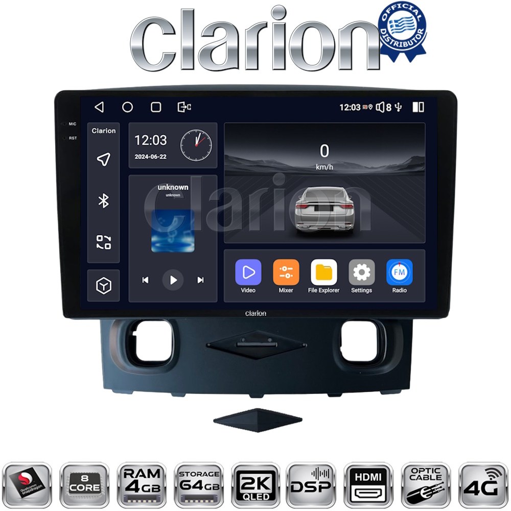 CLARION GL74553 Οθόνη OEM Multimedia Αυτοκινήτου για Ford Kuga 2008 > 2013 (CarPlay/AndroidAuto/BT/GPS/WIFI/GPRS)