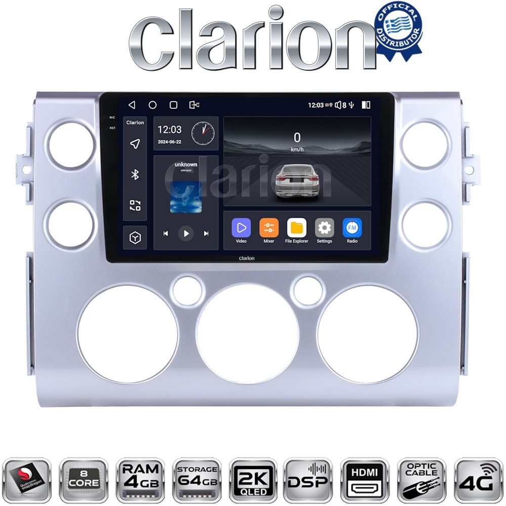 CLARION GL74563 Οθόνη OEM Multimedia Αυτοκινήτου για Toyota FJ Cruiser 2006 > 2022 (CarPlay/AndroidAuto/BT/GPS/WIFI/GPRS)