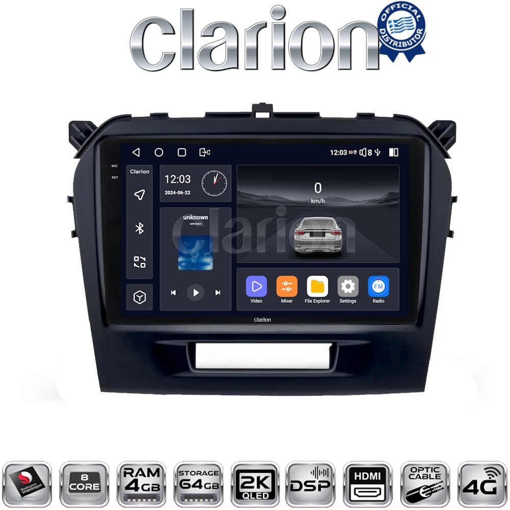 CLARION GL74571 Οθόνη OEM Multimedia Αυτοκινήτου για SUZUKI VITARA & BREZZA 2016> (CarPlay/AndroidAuto/BT/GPS/WIFI/GPRS)